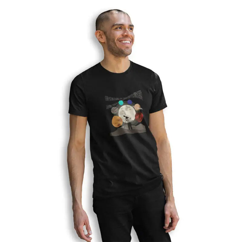The Mahua Store Men’s Starry Night Print T-shirt - Black / XS - T-shirt