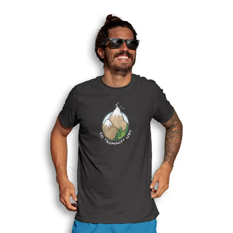 The Mahua Store Men’s To ’Summit’ Up! Print T-shirt - Gray / XS - T-shirt