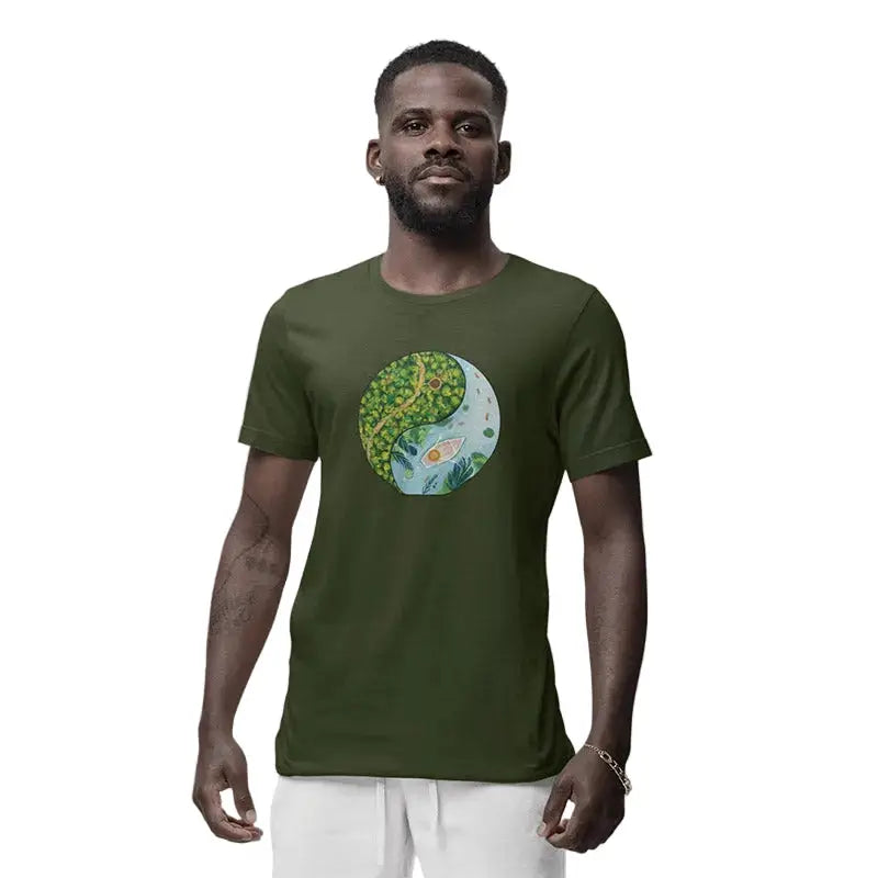 The Mahua Store Men’s Tranquility Circle Print T-shirt - Green / XS - T-shirt