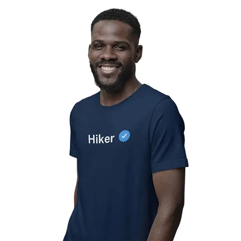 The Mahua Store Men’s The Verified Hiker Male Print T-shirt - Navy / XS - T-shirt