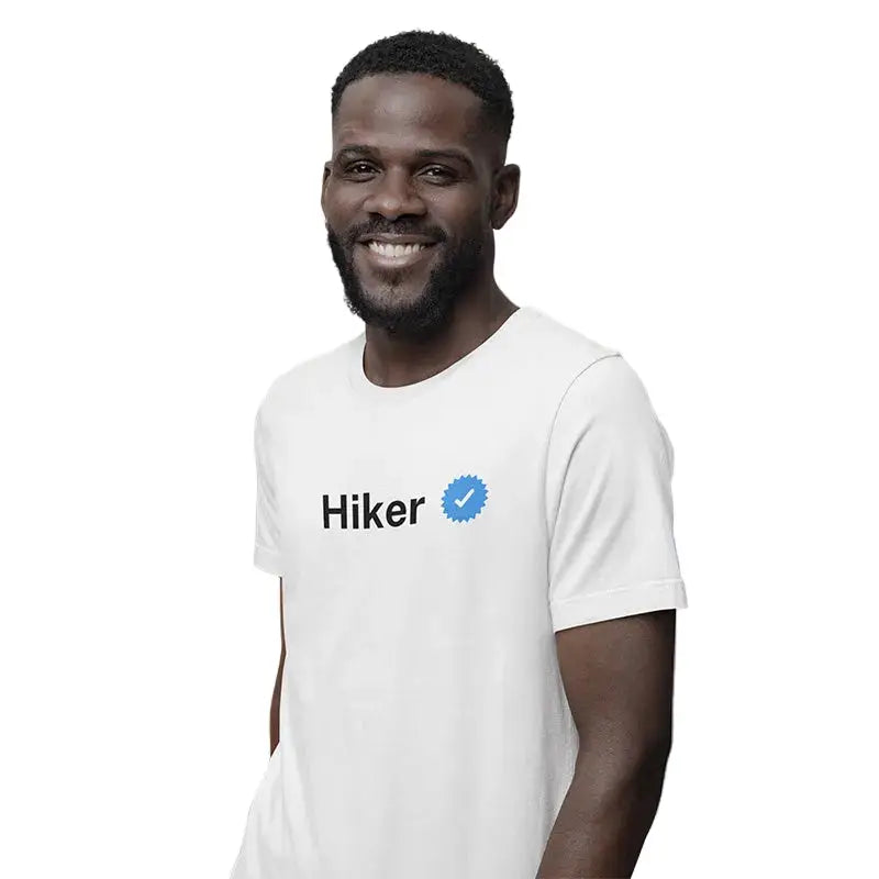 The Mahua Store Men’s The Verified Hiker Male Print T-shirt - White / XS - T-shirt