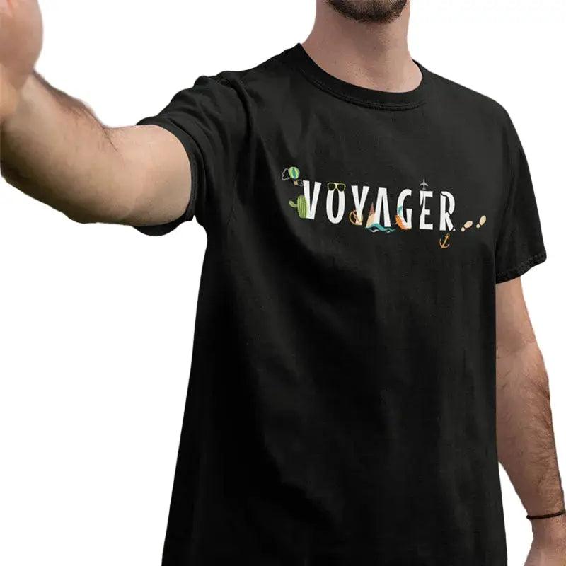 The Mahua Store Men’s Voyager Print T-shirt - Black / XS - T-shirt