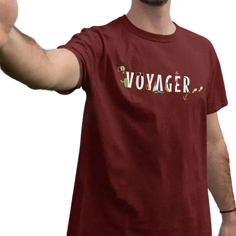 The Mahua Store Men’s Voyager Print T-shirt - Red / XS - T-shirt