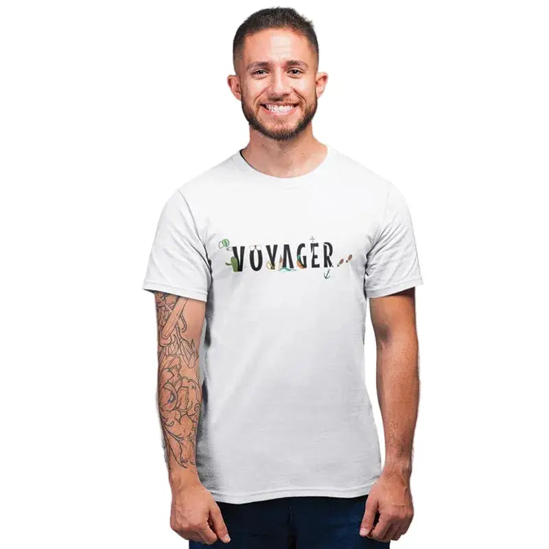 The Mahua Store Men’s Voyager Print T-shirt - White / XS - T-shirt