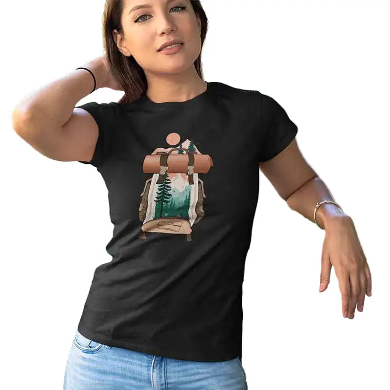 The Mahua Store Women’s Bag full of Memories Print T-shirt - Black / XS - T-shirt