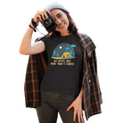 The Mahua Store Women’s Camp Under The Sky Print T-shirt - Gray / XS - T-shirt