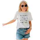 The Mahua Store Women’s Camping A to Z Print T-shirt - White / XS - T-shirt