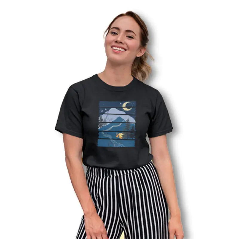 The Mahua Store Women’s Darker Night Print T-shirt - Black / XS - T-shirt