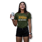 The Mahua Store Women’s Earn Your Stripes Print T-shirt - Olive / XS - T-shirt