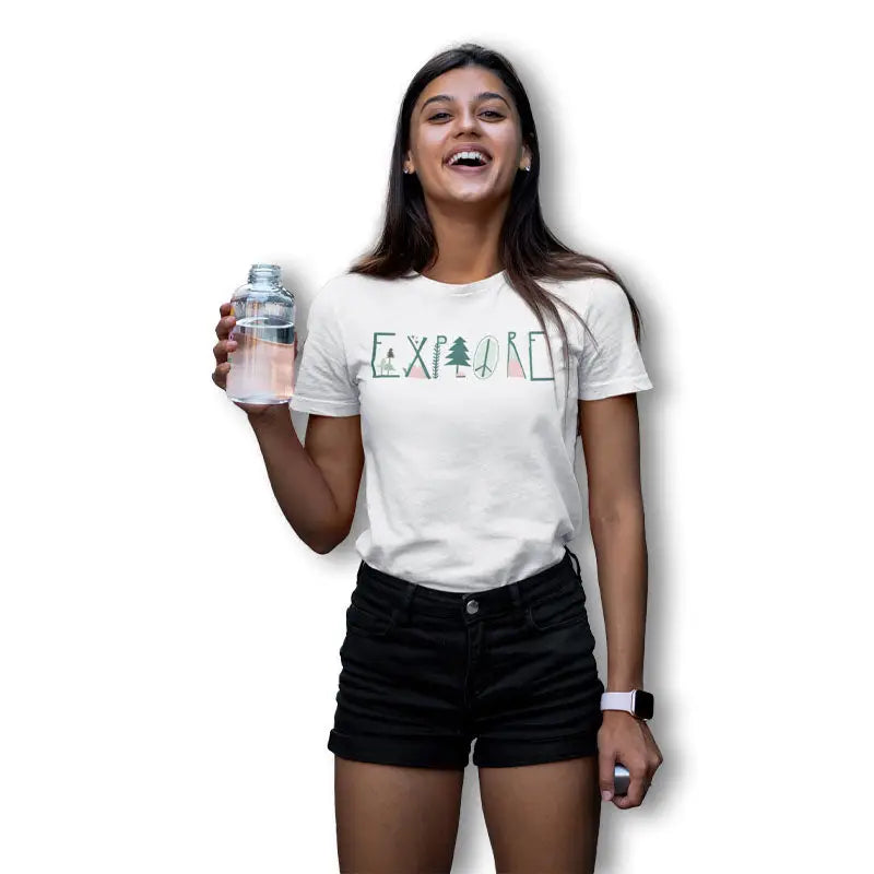 The Mahua Store Women’s EXPLORE Print T-shirt - White / XS - T-shirt