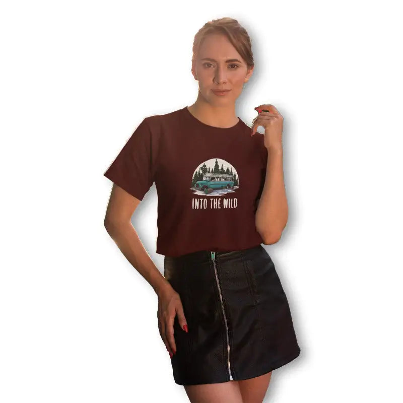 The Mahua Store Women’s Into the Wild Print T-shirt - Red / XS - T-shirt