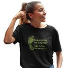 The Mahua Store Women’s Leave Footprints-Take Memories Print T-shirt - Black / XS - T-shirt