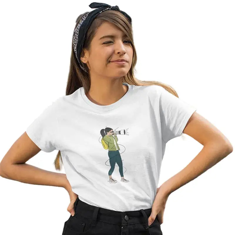 The Mahua Store Women’s The Photographer-Female Print T-shirt - T-shirt