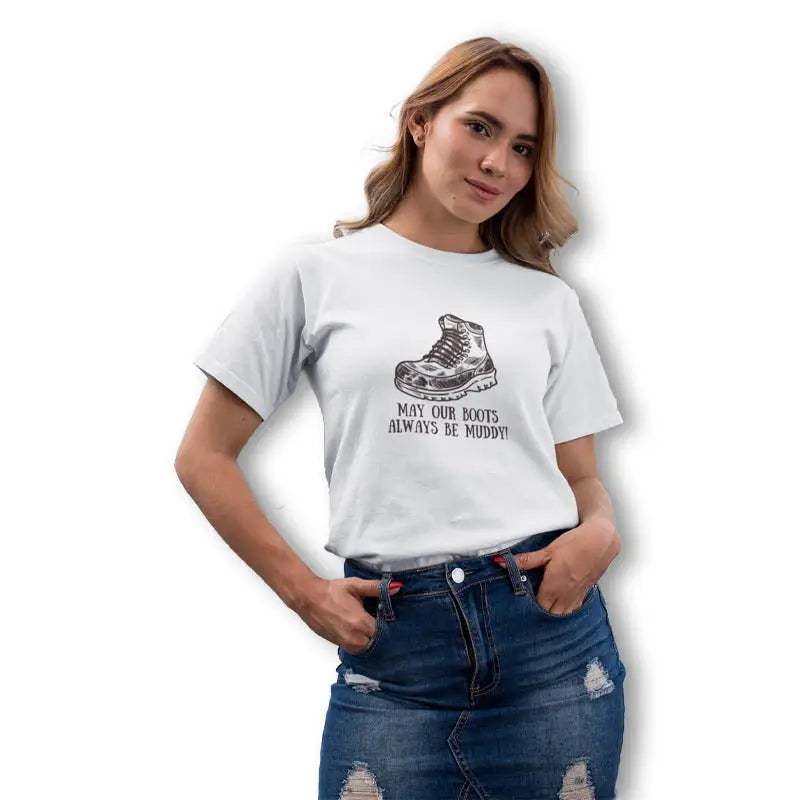 The Mahua Store Women’s Rambler’s Boots Print T-shirt - White / XS - T-shirt