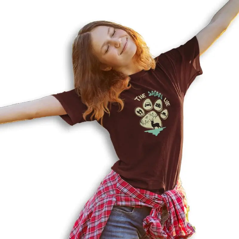 The Mahua Store Women’s The Safari Life Print T-shirt - Red / XS - T-shirt