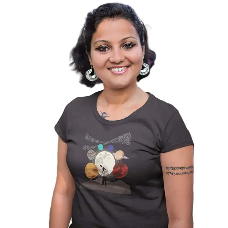 The Mahua Store Women’s Starry Night Print T-shirt - Gray / XS - T-shirt
