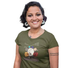 The Mahua Store Women’s Starry Night Print T-shirt - Olive / XS - T-shirt