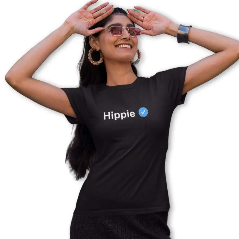 The Mahua Store Women’s The Verified Hippie Female Print T-shirt - Black / XS - T-shirt