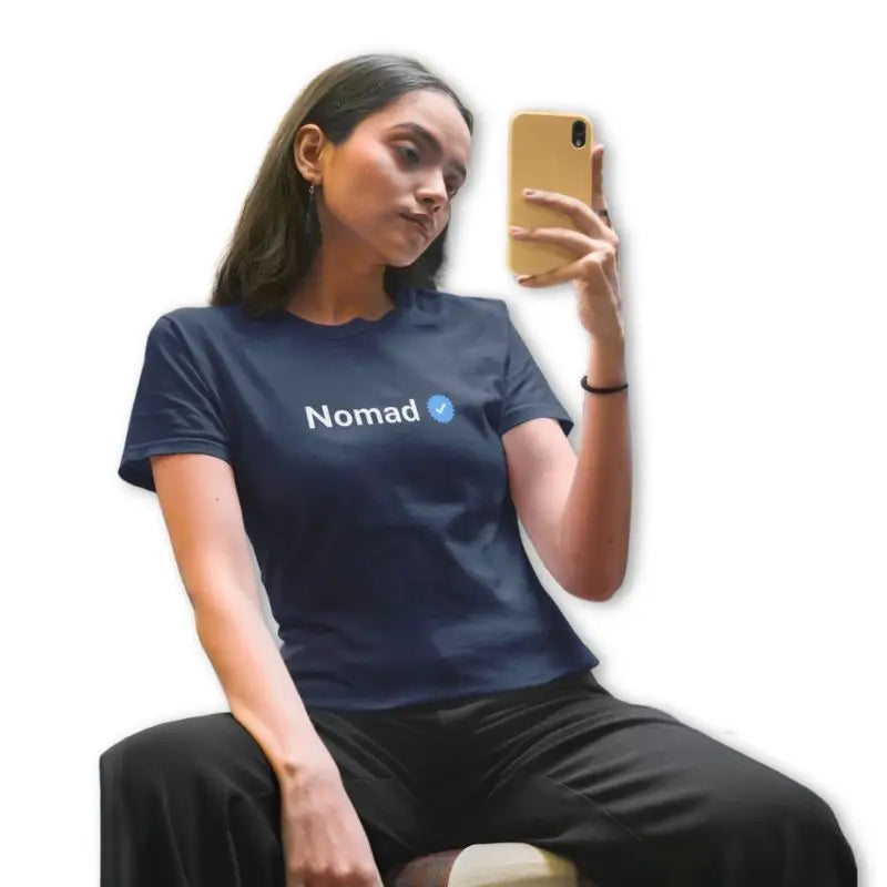 The Mahua Store Women’s The Verified Nomad Female Print T-shirt - Navy / XS - T-shirt