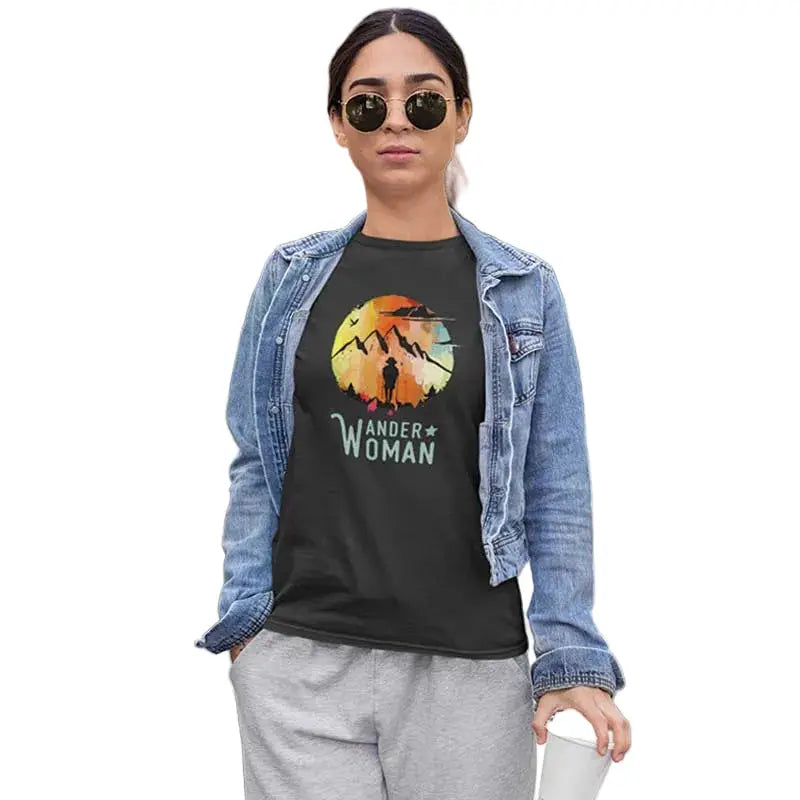 The Mahua Store Women’s Wander Woman Print T-shirt - Grey / XS - T-shirt