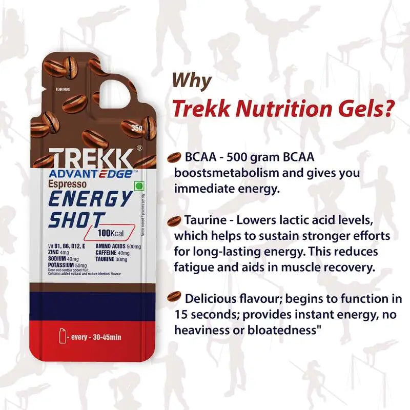 Trekk Nutrition Advantage Espresso Energy Shot Gel 35g - Pack of 20 - Energy Gels