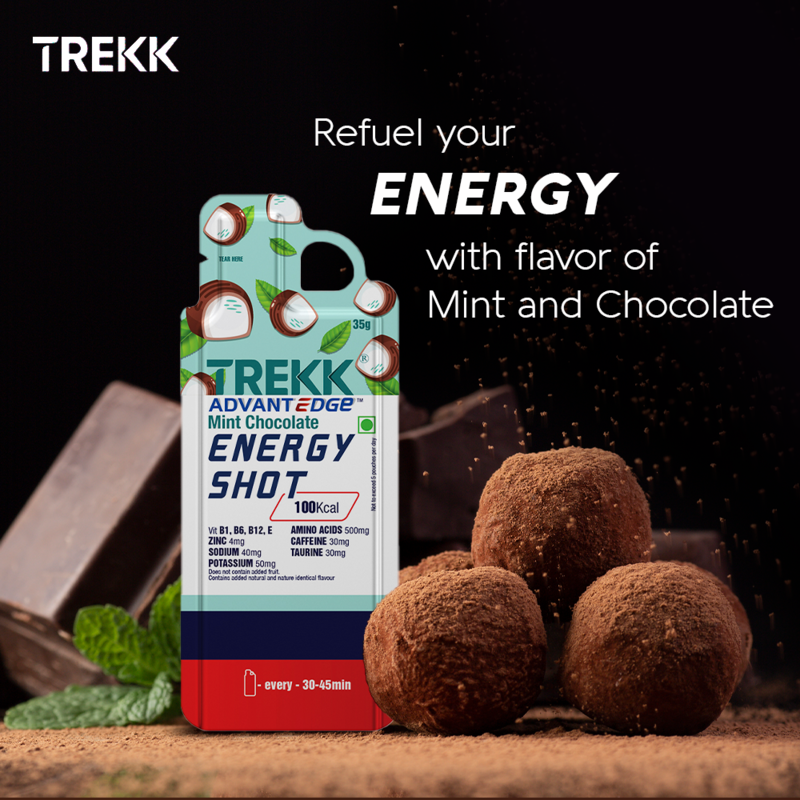 Trekk Nutrition Advantage Mint Chocolate Energy Shot Gel 35g - Pack of 20 - Energy Gels