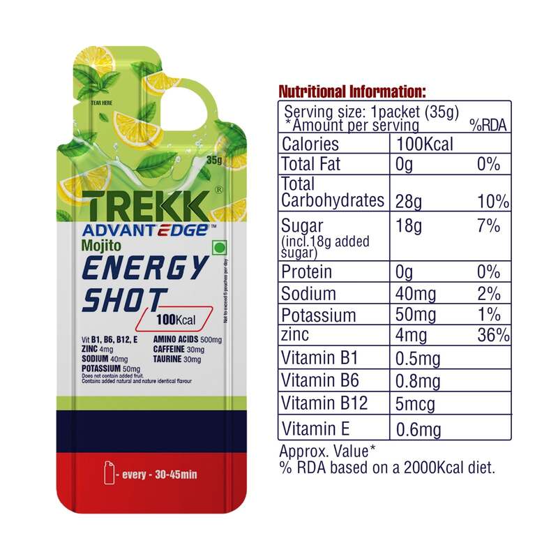 Trekk Nutrition Advantage Mojito Energy Shot Gel 35g - Pack of 20 - Energy Gels