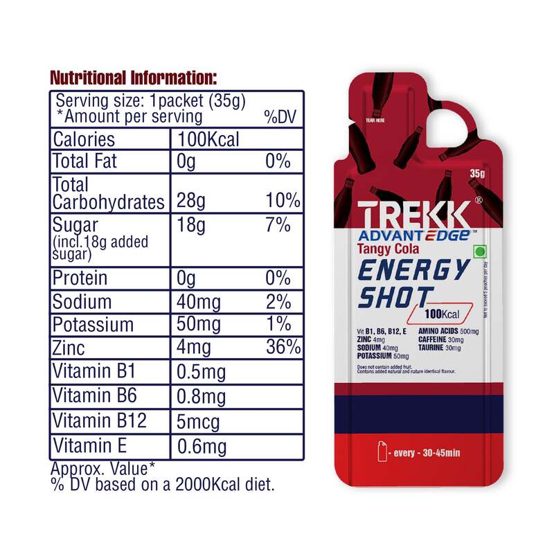 Trekk Nutrition Advantage Tangy Cola Energy Shot Gel 35g - Pack of 20 - Energy Gels