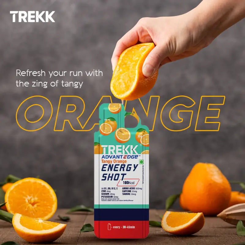 Trekk Nutrition Advantage Tangy Orange Energy Shot Gel 35g - Pack of 20 - Energy Gels