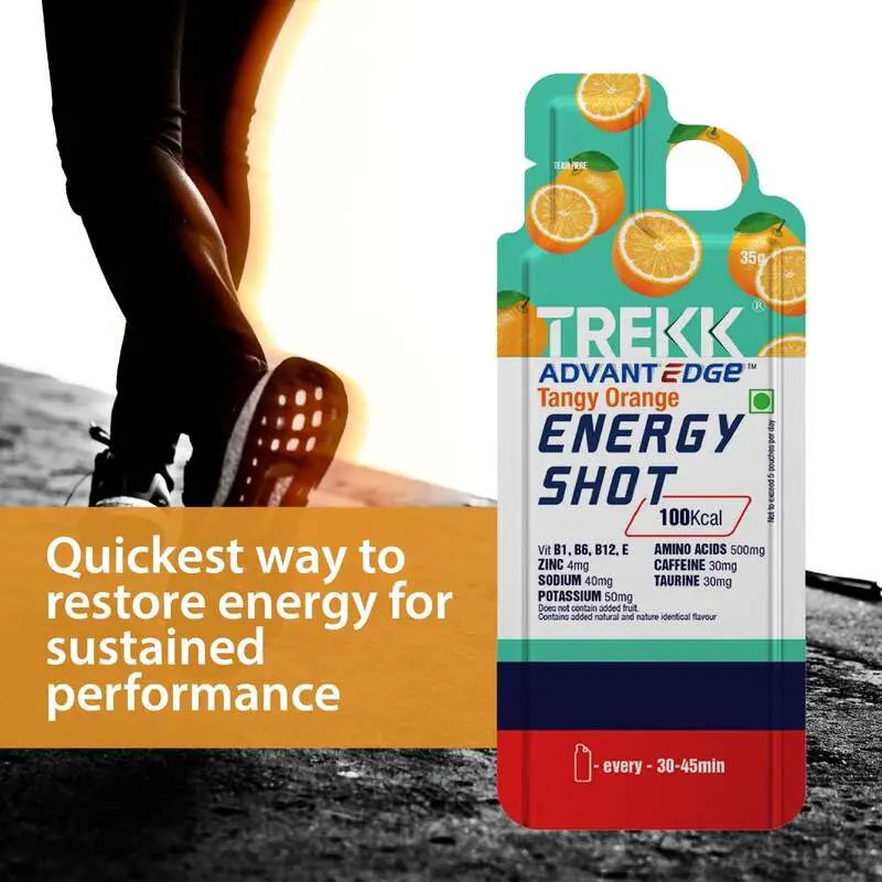Trekk Nutrition Advantage Tangy Orange Energy Shot Gel 35g - Pack of 20 - Energy Gels