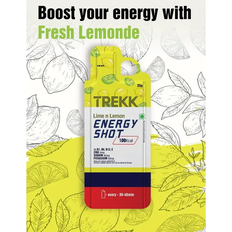 Trekk Nutrition Lime & Lemon Energy Shot Gel 35g - Pack of 20 - Energy Gels