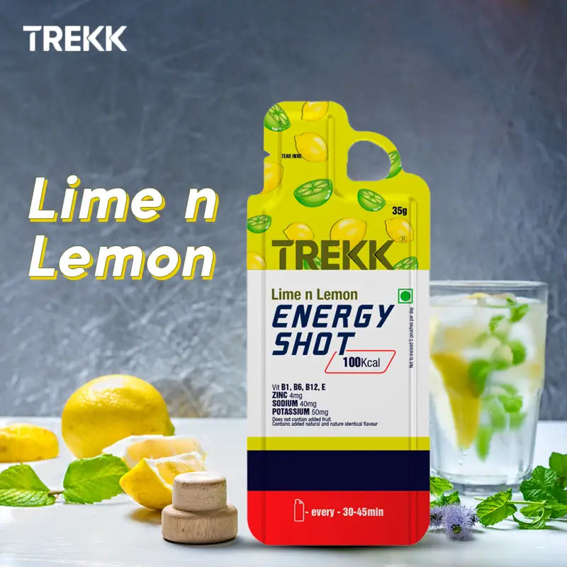 Trekk Nutrition Lime & Lemon Energy Shot Gel 35g - Pack of 20 - Energy Gels