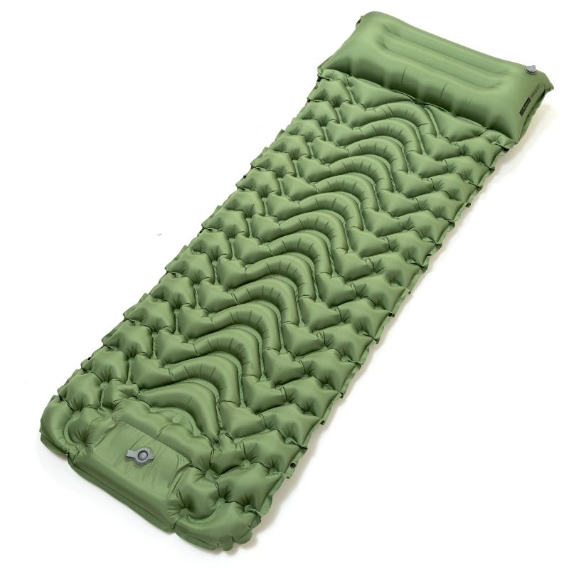 Tripole AirNest-Inflatable Portable Camping Mat Built-in Foot Pump & Pillow - Green / One Person - Sleeping Bags