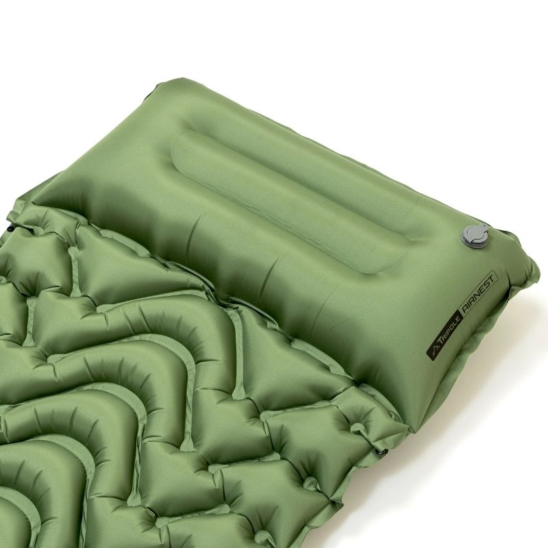 Tripole AirNest-Inflatable Portable Camping Mat Built-in Foot Pump & Pillow - Green / One Person - Sleeping Bags