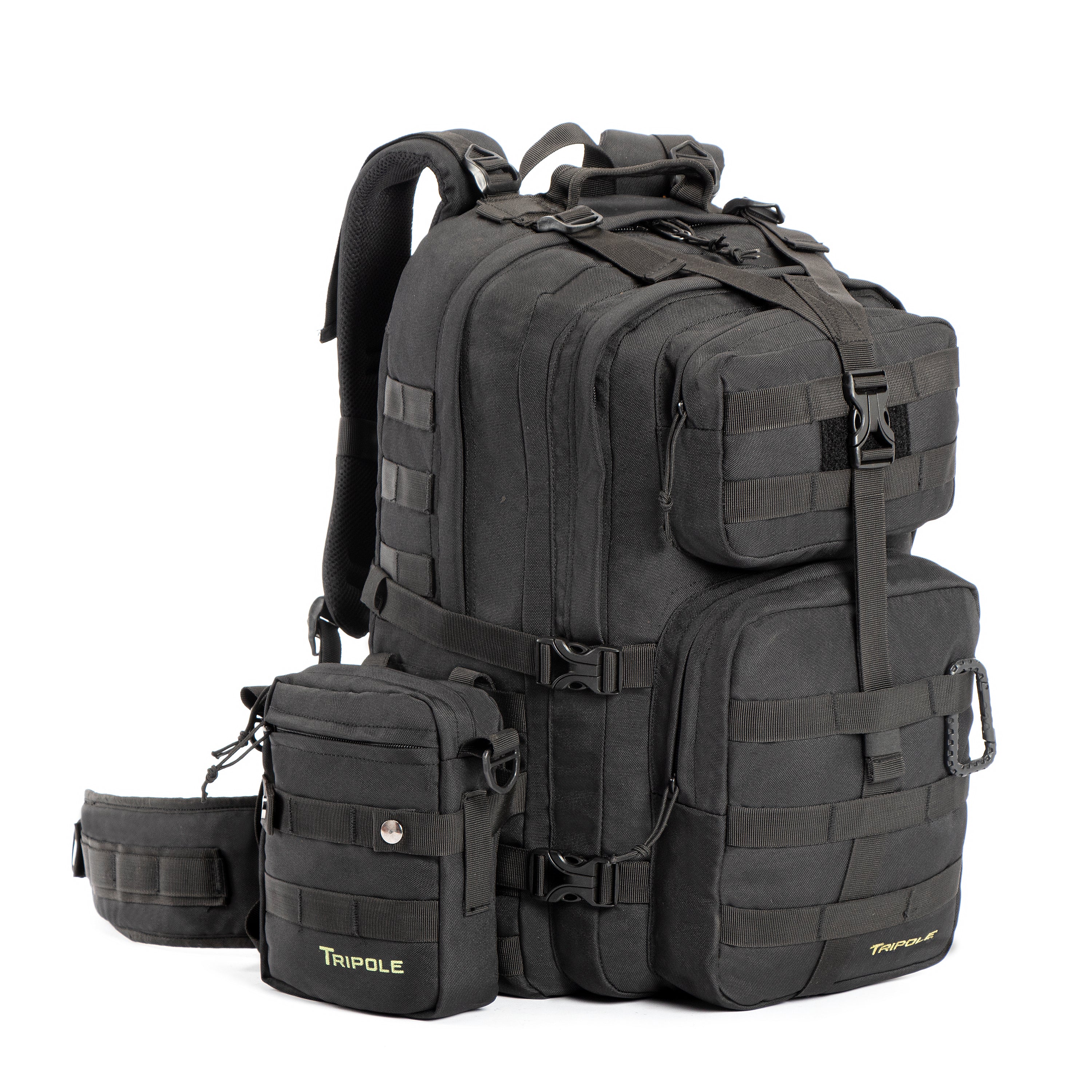Tripole Alfa 45 Litre Military Tactical Backpack with Sling Bag - Black / 45 Litres - Rucksacks and Backpacks