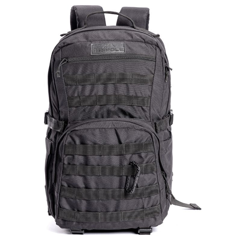 Tripole Captain 25 Litre Tactical Backpack with Molle Webbing and Carabineer - Black / 25 Litres - Rucksacks