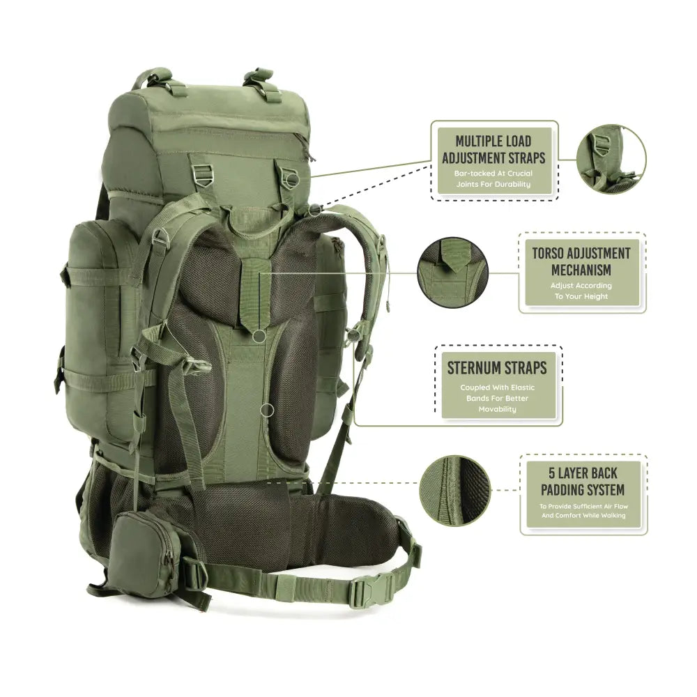 Tripole Colonel 80 Litre Rucksack + Detachable Day Pack & Rain Cover - Rucksacks and Backpacks