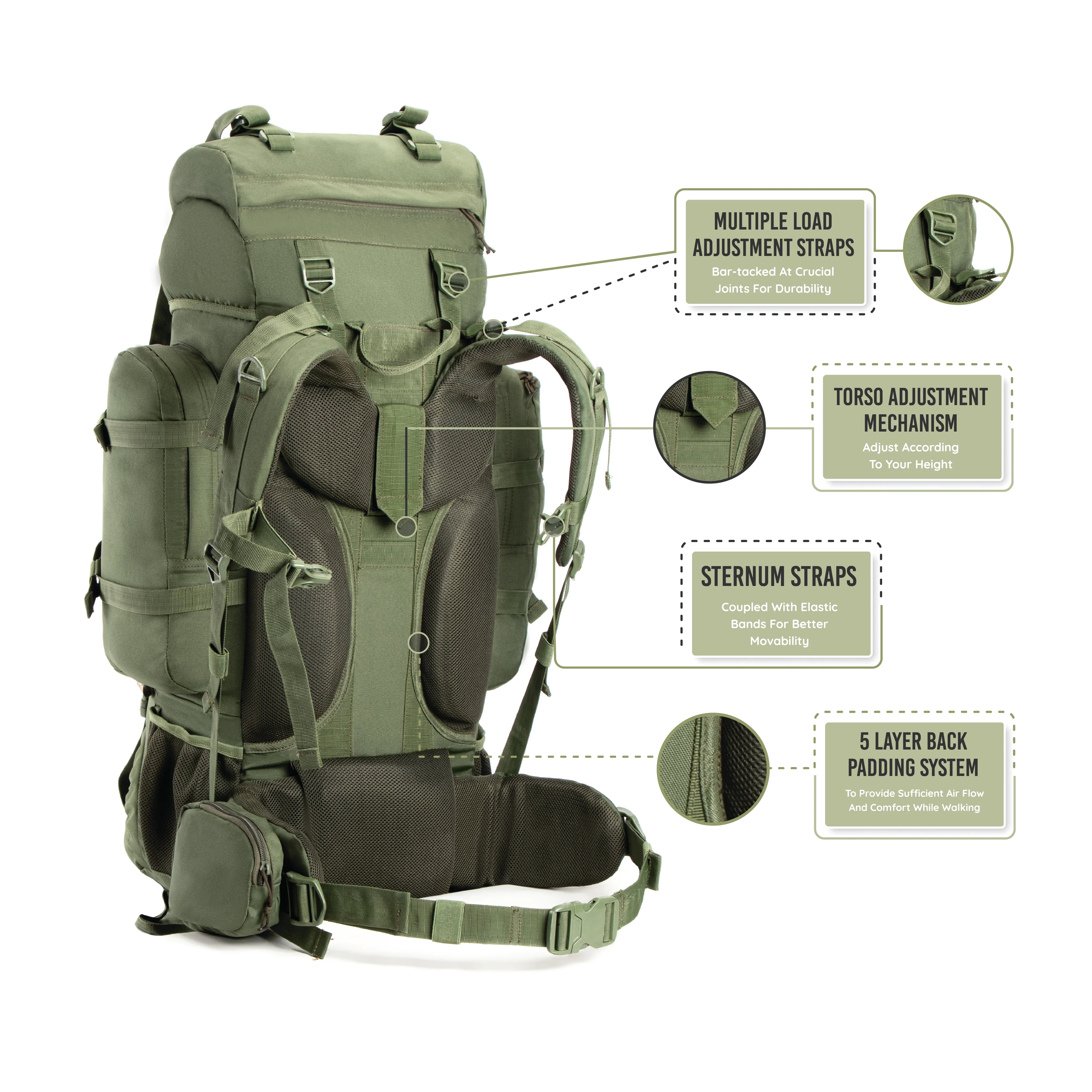 Tripole Colonel 80 Litre Rucksack + Detachable Day Pack & Rain Cover - Rucksacks and Backpacks