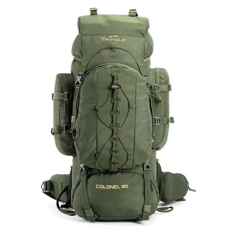 Tripole Colonel 80 Litre Rucksack + Detachable Day Pack & Rain Cover - Green / 80 Litres - Rucksacks and Backpacks