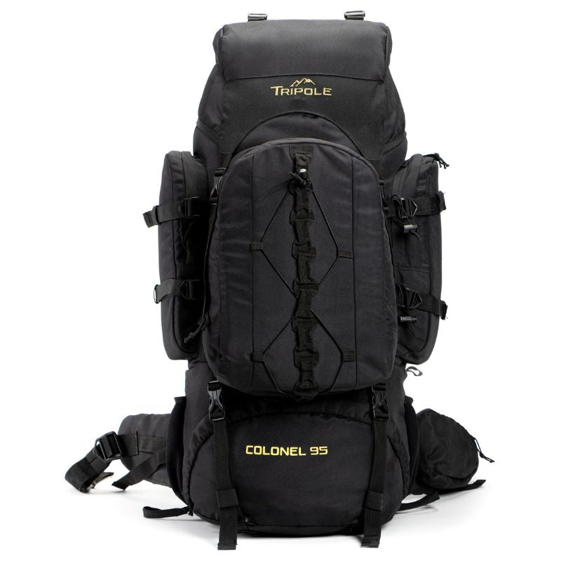 Tripole Colonel Internal Frame 95 Liters Rucksack with Detachable Daypack & Rain Cover - Black / 95 Litres - Rucksacks