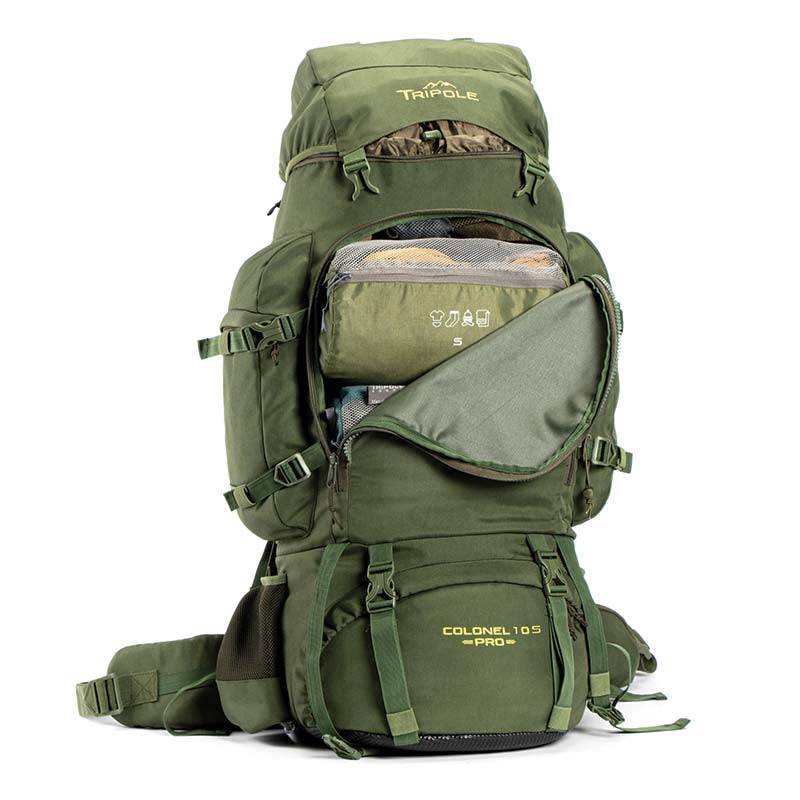 Tripole Colonel Pro Metal Frame 105 Litre Rucksack Front Opening with Detachable Bag and Rain Cover - Rucksacks