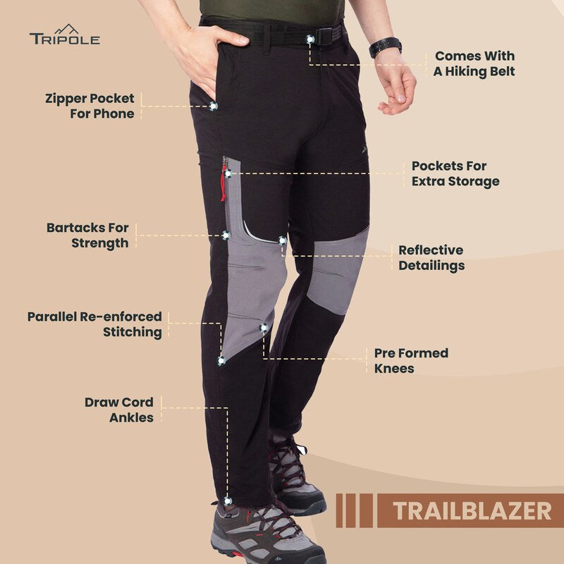 Tripole Men’s Trailblazer Trekking and Hiking Travelling Pants-Multicolor - Cargos and Pants