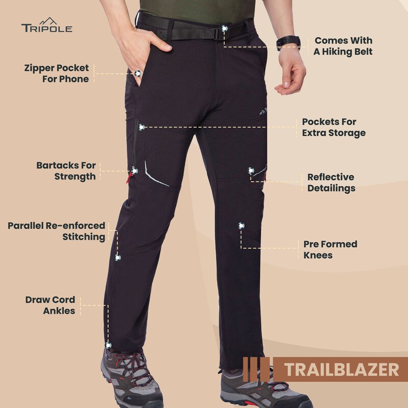 Tripole Men’s Trailblazer Trekking and Hiking Travelling Pants - Cargos and Pants