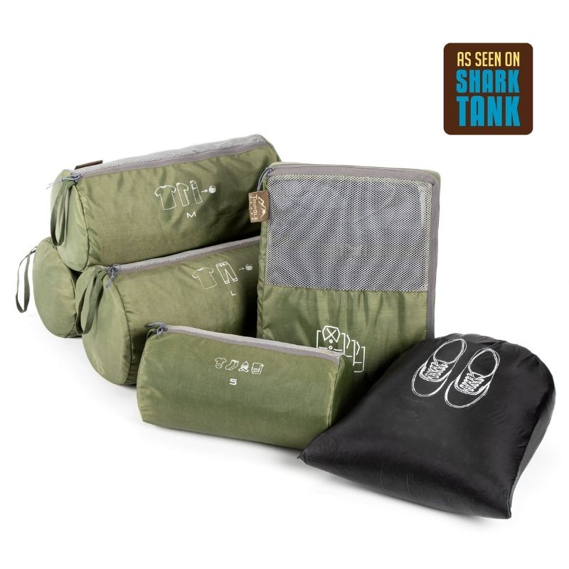 Tripole Organizer Packs Cylindrical Shaped Set of 6 - Olive Green - Travel Essentials