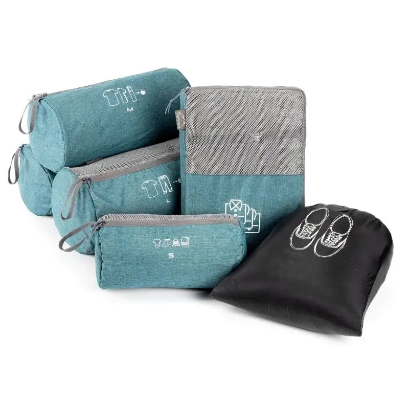 Tripole Organizer Packs Cylindrical Shaped Set of 6 - Sea Green - Travel Essentials