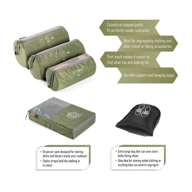 Tripole Organizer Packs Cylindrical Shaped Set of 6 - Travel Essentials