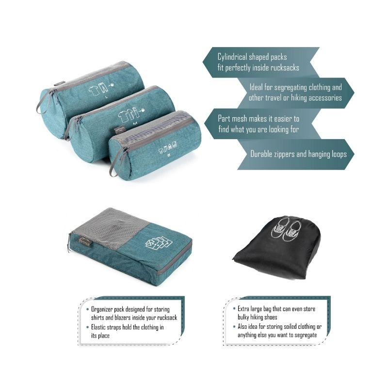 Tripole Organizer Packs Cylindrical Shaped Set of 6 - Travel Essentials