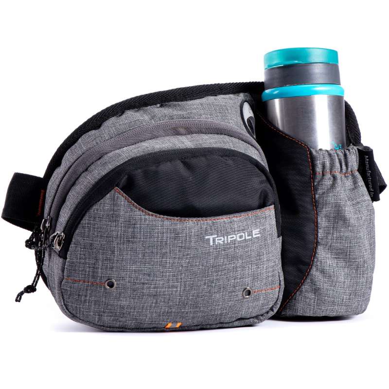 Tripole (Pack of 2) Hydra Waist Pack with Bottle Holder for Running Cycling and Daily Use - Grey - Waist Packs