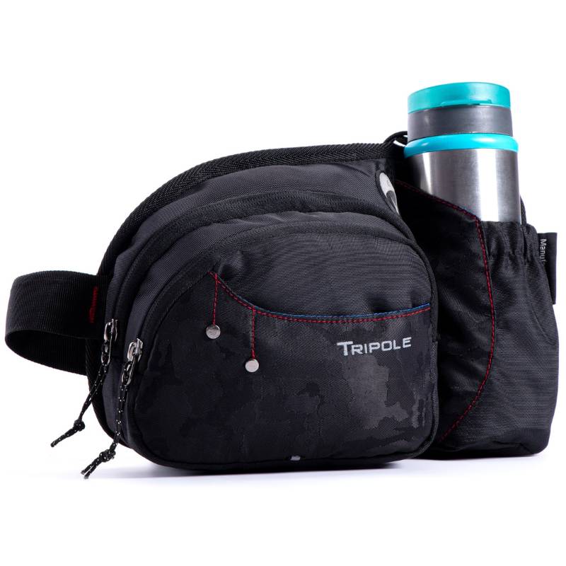 Tripole (Pack of 2) Hydra Waist Pack with Bottle Holder for Running Cycling and Daily Use - Black - Waist Packs