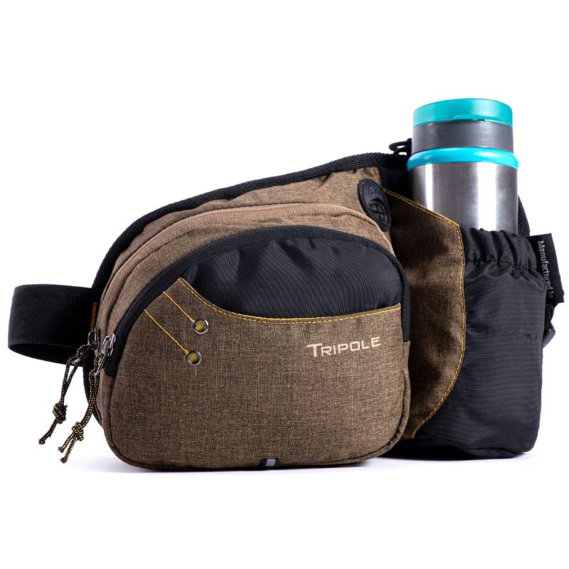 Tripole (Pack of 2) Hydra Waist Pack with Bottle Holder for Running Cycling and Daily Use - Brown - Waist Packs